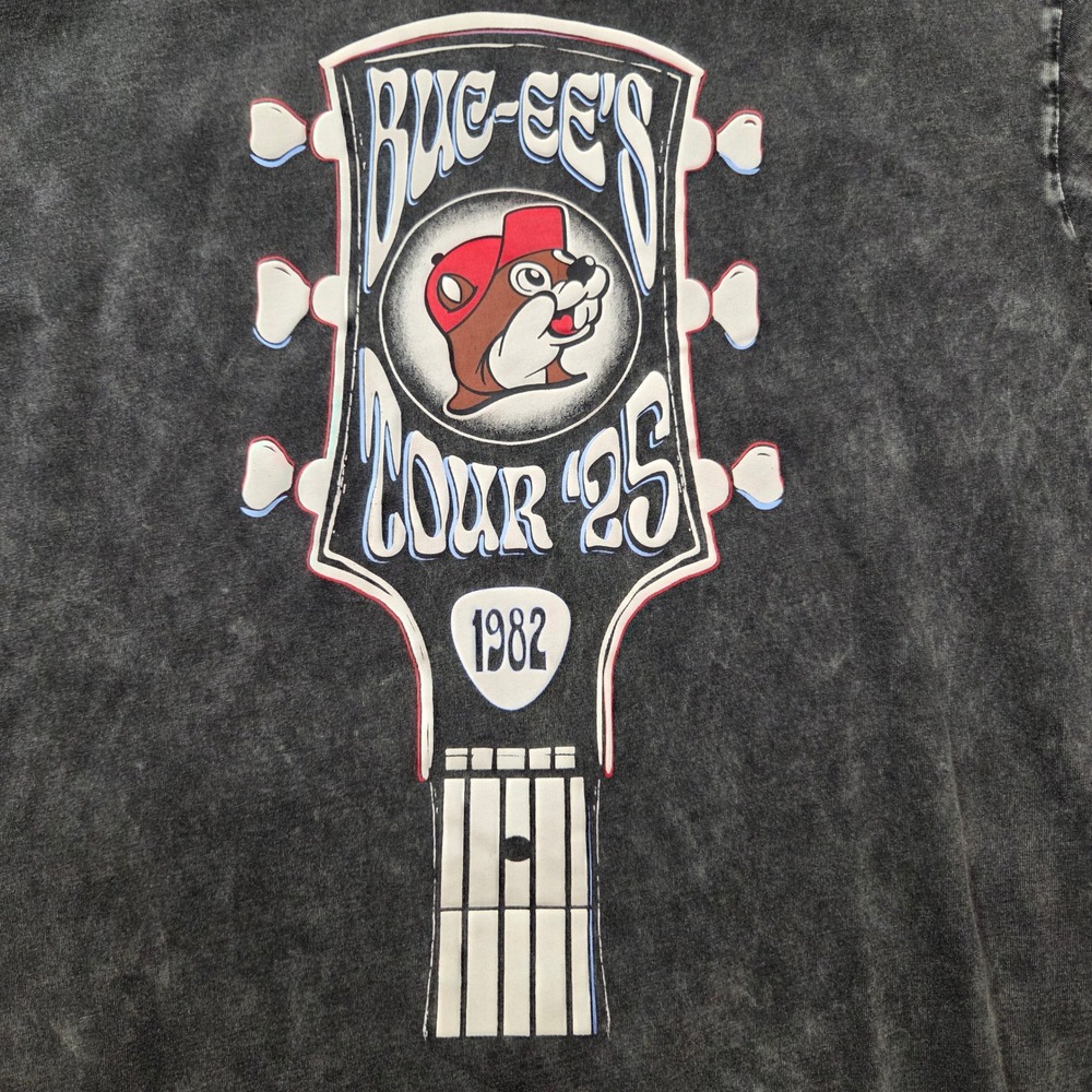 Buc-ee's Graphic T Shirt Unisex Small Tour 25 Acid Wash Charcoal VTG Style Tee